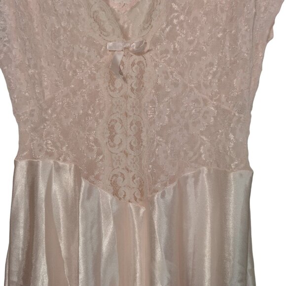 Cinema Etoile Nightgown S Pink Long Satin Lace Top Drop Waist Sexy Shimmer READ - Picture 11 of 13